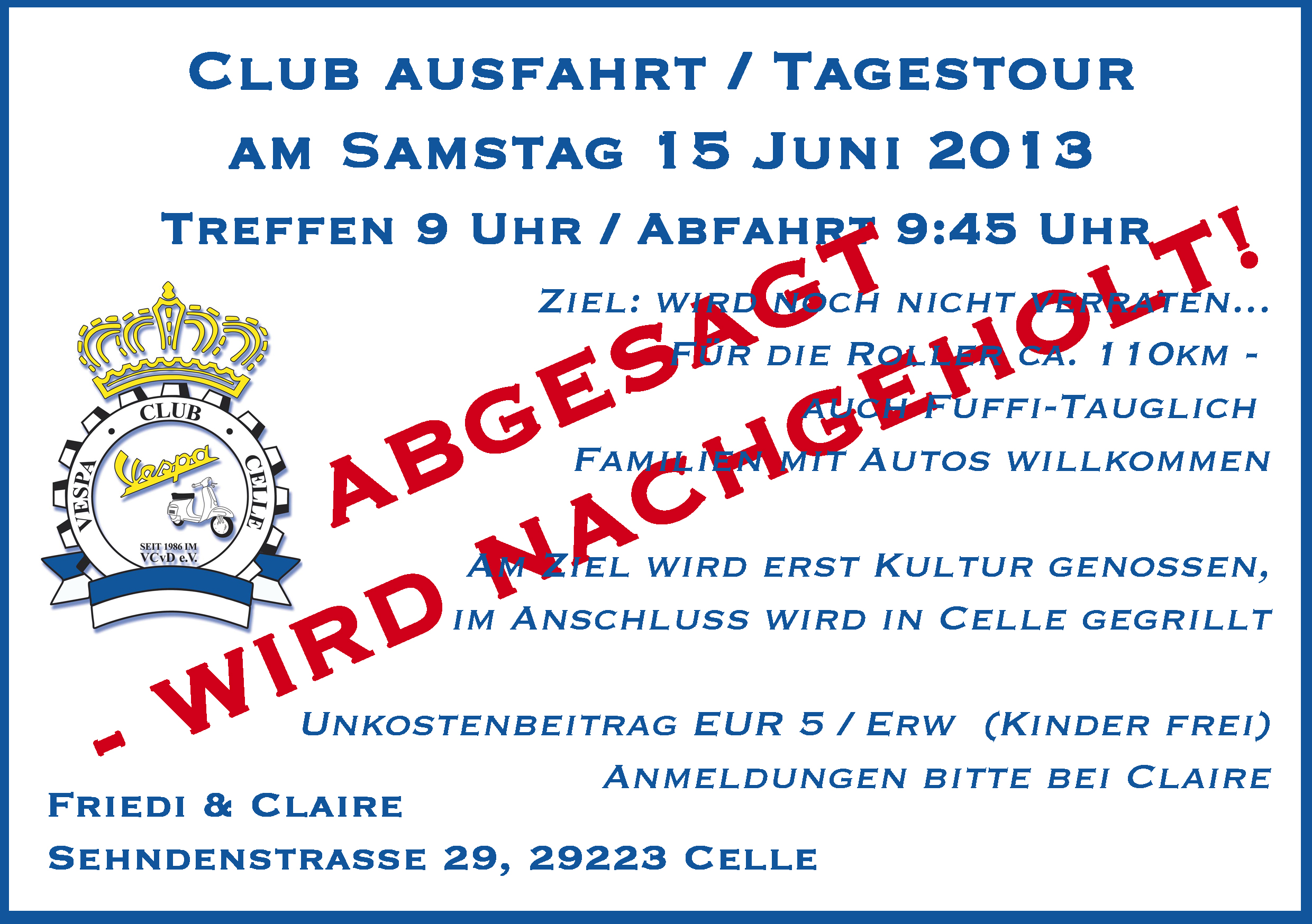 Club Ausfahrt / Tagestour - ABGESAGT